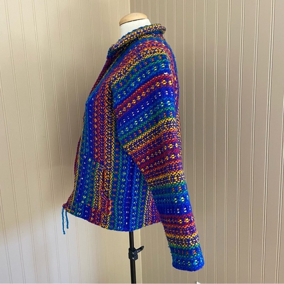 Unknown Brand Rainbow Knit Zipper Hippie Sweater Jacket Women’s Small - Picture 3 of 7